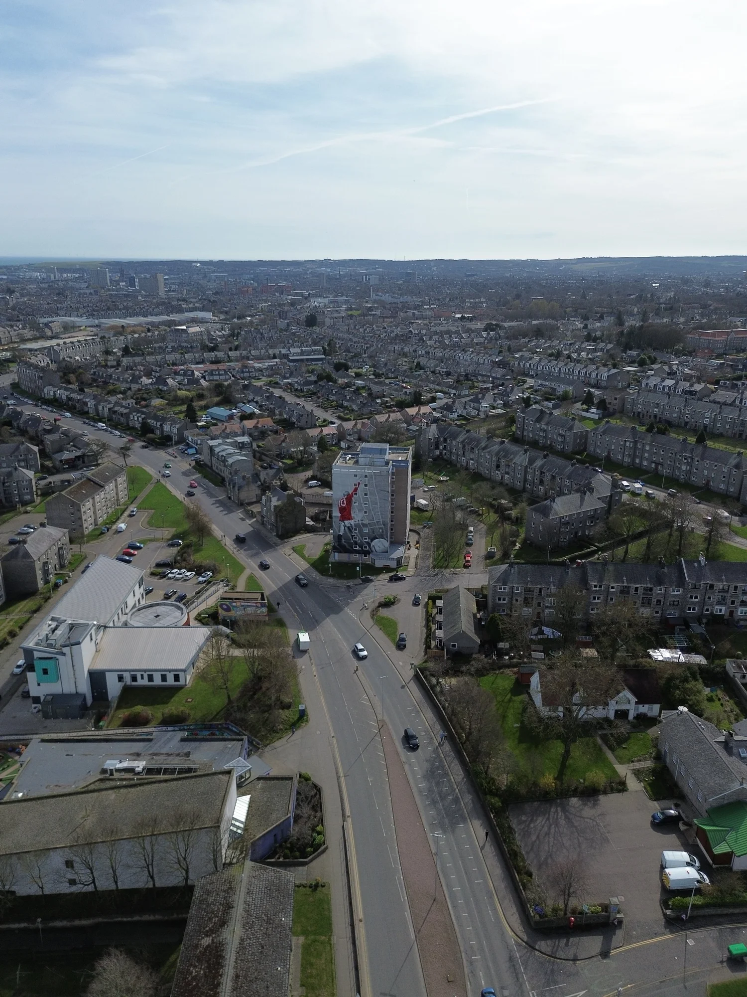 Aerial view of high-rise residential buildings